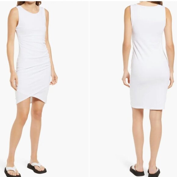 Treasure & Bond Sleeveless Sheath Dress with Side Rouching - White - size XXS - Picture 6 of 6